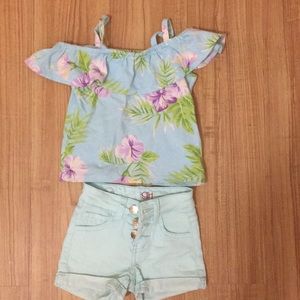 Toddler girl cute outfit top plus shorts bundle